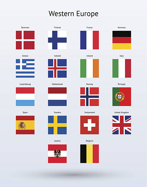 westeuropa square flaggen-kollektion - flag national flag greek flag greece stock-grafiken, -clipart, -cartoons und -symbole