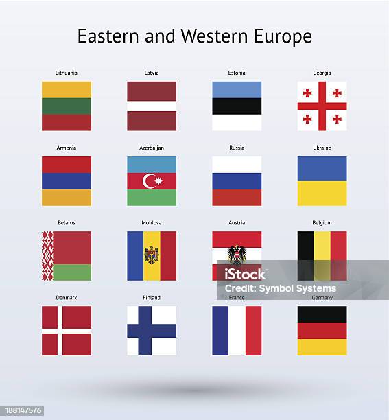 Vetores de Europa Oriental E Ocidental Square Flags Collection e mais imagens de Alemanha
