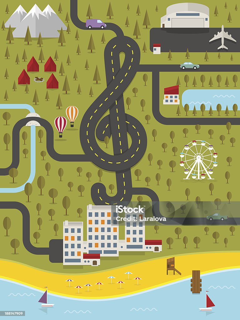 Mapa kurort mieście - Grafika wektorowa royalty-free (Muzyka)