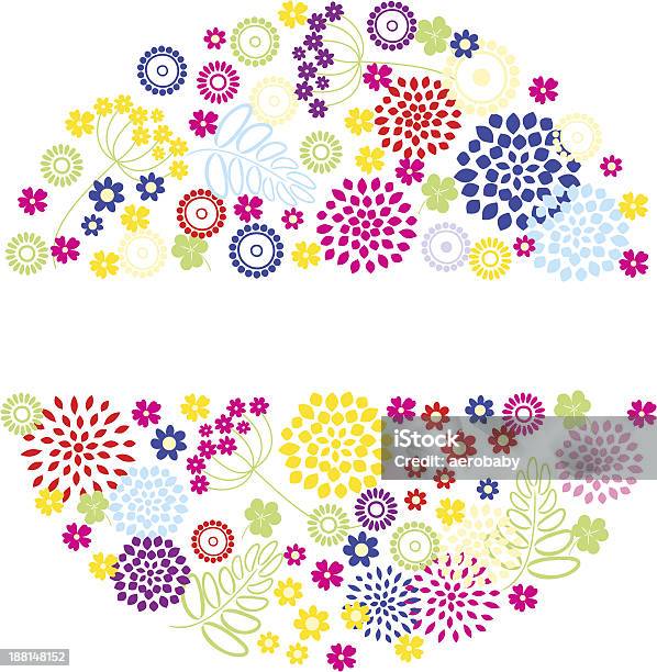 Яркие Цветы Круглой Оправе — стоковая векторная графика и другие изображения на тему Без людей - Без людей, Белый фон, Векторная графика