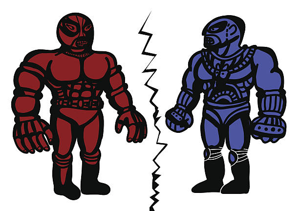 ilustrações, clipart, desenhos animados e ícones de dois wrestling freestyle combatentes - wrestling human muscle muscular build strength