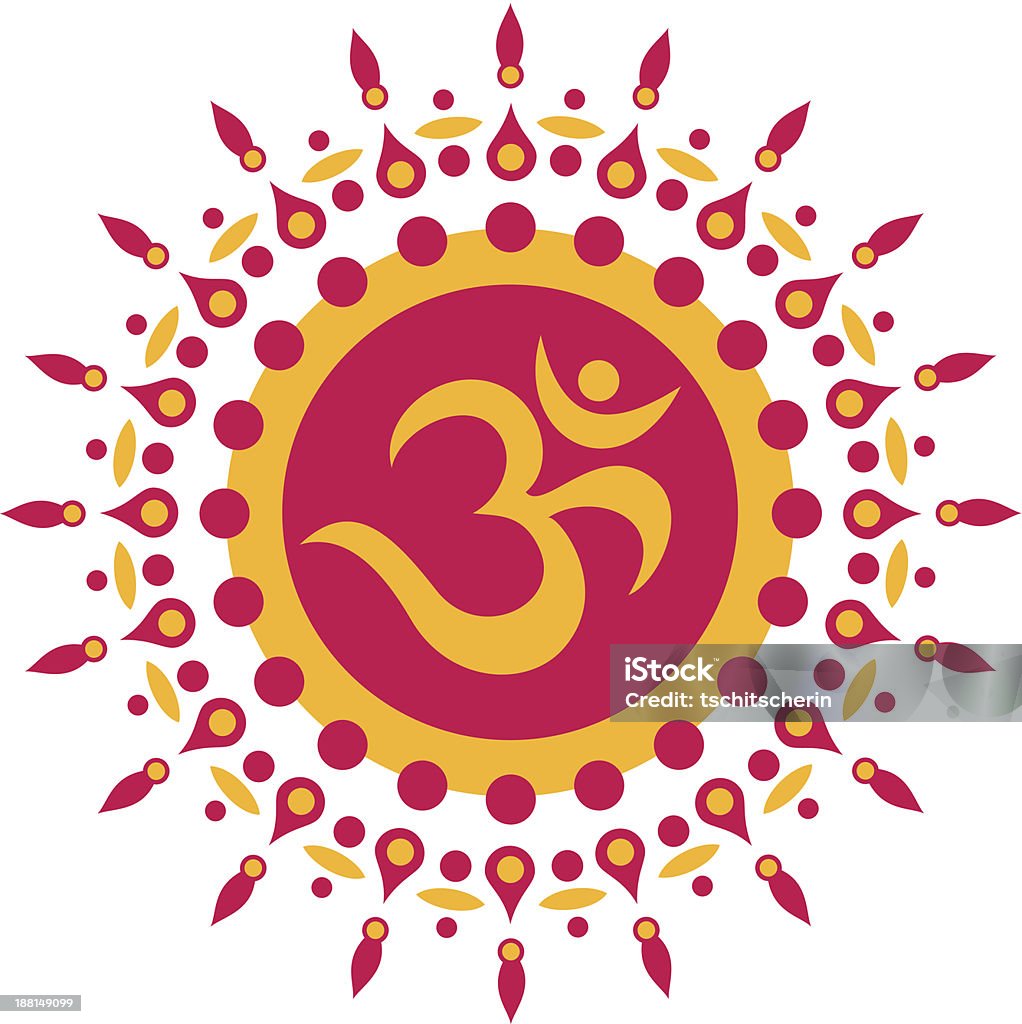 Om sol, flor, o budismo - Vetor de Arcaico royalty-free