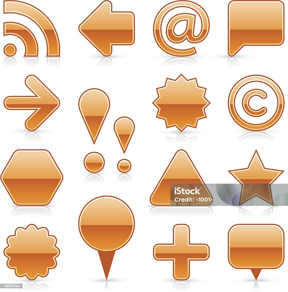 Botón naranja en blanco vacío brillante icono web forma a internet de alta velocidad - arte vectorial de Blanco - Color libre de derechos