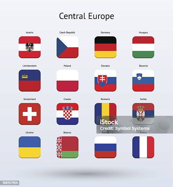 Mitteleuropa Square Symbole Flaggenkollektion Stock Vektor Art und mehr Bilder von ClipArt - ClipArt, Deutsche Flagge, Deutsche Kultur