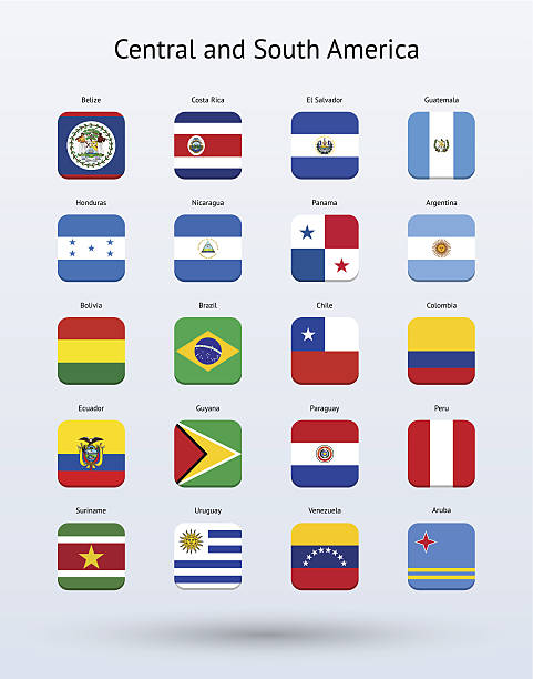 Central and South America Square Icons Flags Collection The illustration was completed March 14, 2013 and created in Adobe Illustrator CS6. panamanian flag stock illustrations