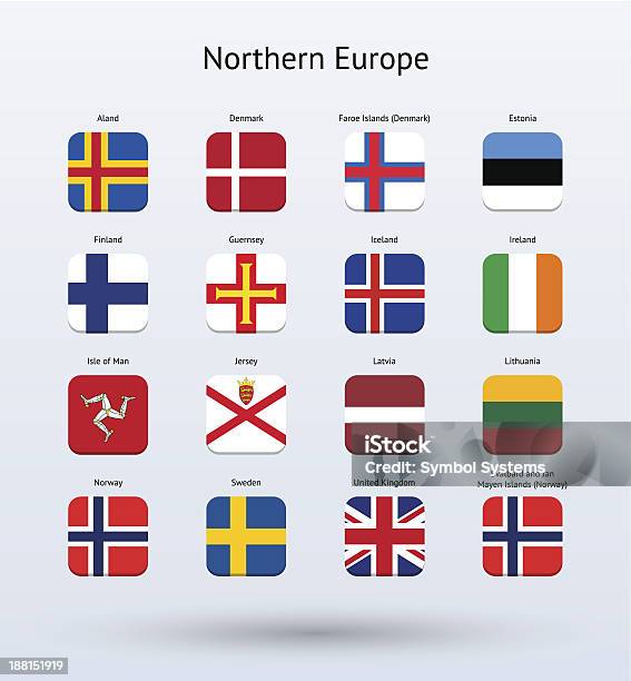 Vetores de Norte Da Europa Square Ícones Flags Collection e mais imagens de Bandeira - Bandeira, Bandeira das Ilhas Faroé, Bandeira nacional
