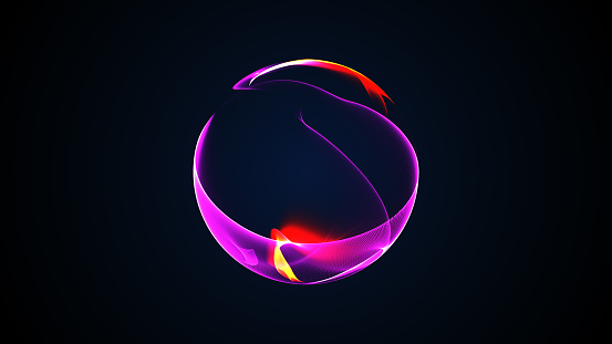 Abstract energy sphere with glowing bright particles