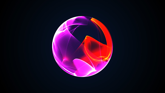 Abstract energy sphere with glowing bright particles