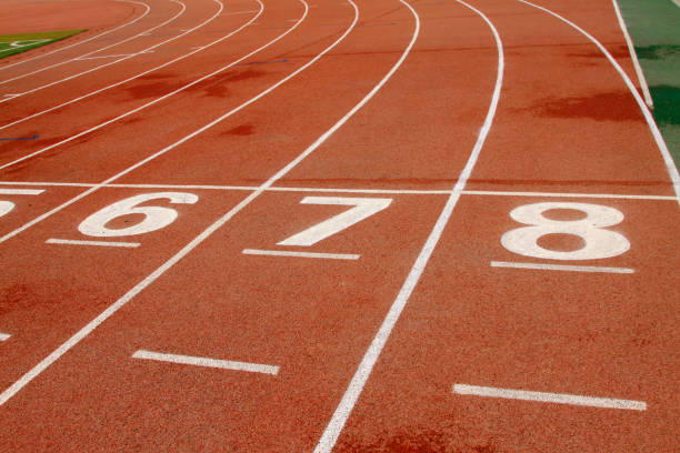 istock red plastic runway in a sports ground 1881545338