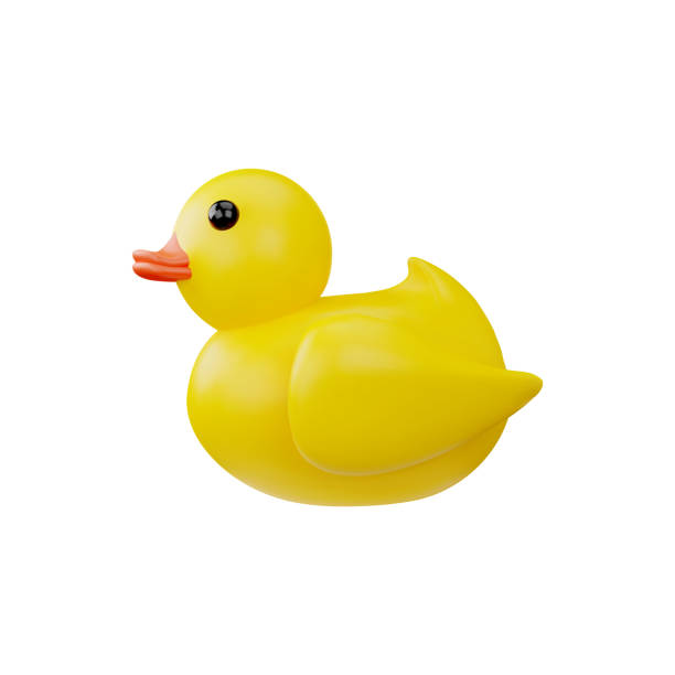 istock Cute yellow rubber duck baby toy 3D style, vector illustration 1881554859