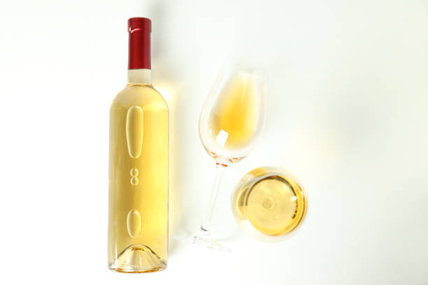 istock Bottle and glasses of wine on white background 1881574799
