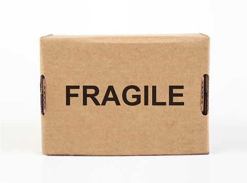 Fragile sign printed on cardboard box