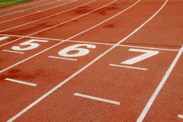 istock red plastic runway in a sports ground 1881629267