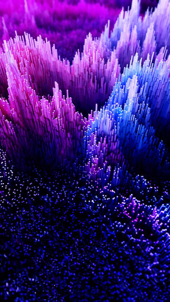 istock Blue and Purple data process cubes arranged in a row. Technology and business process abstract 1881651171