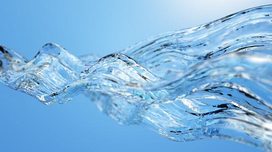 Abstract waterflow on soft blue background. Wellness concept.