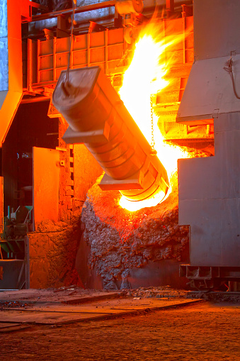 TANGSHAN - JUNE 20: converter plus iron material in iron and steel co., on June 20, 2014, Tangshan city, Hebei Province, China