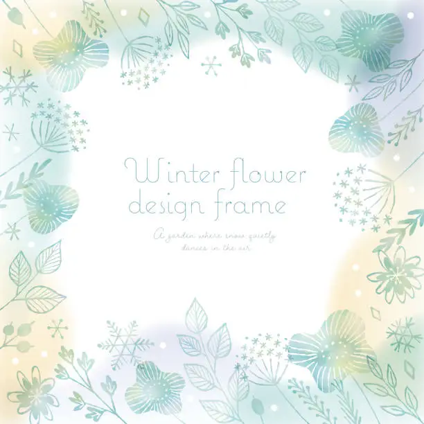 Vector illustration of winter flower design frame