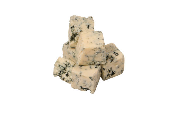 istock Blue cheese cubes isolated on a white background. 1881657960