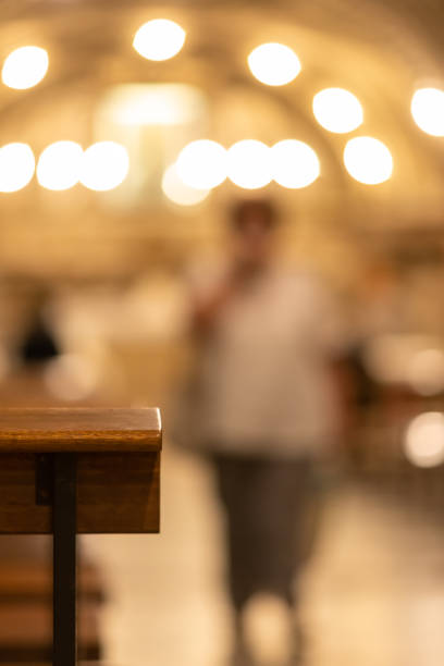 Blurred Scene In Italian Church On Blurred Background In Italy