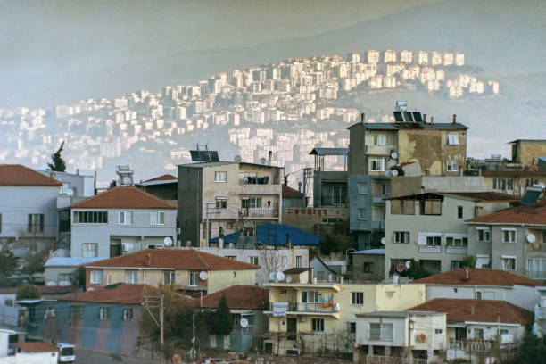 High angle view of downtown districts in Izmir.