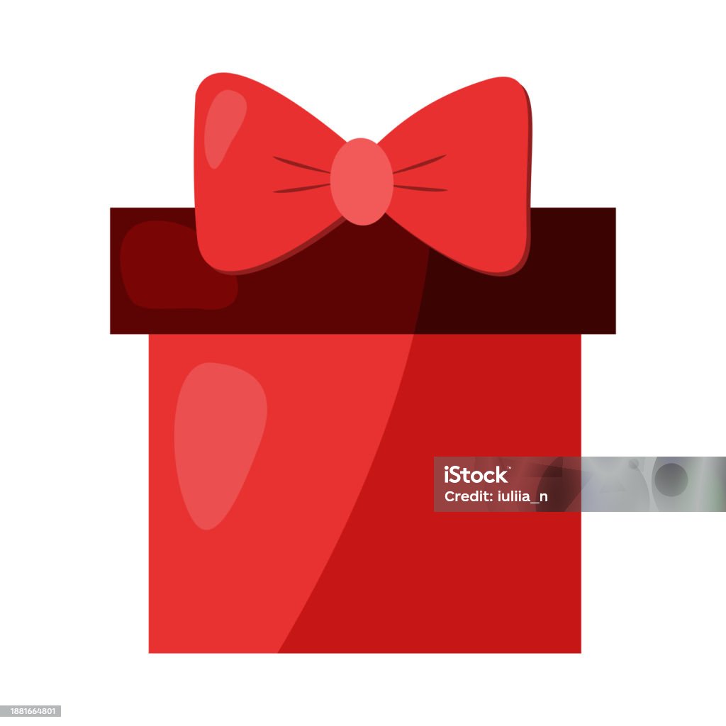 Red Box Image Cartoon Red Gift Box With Big Red Ribbon Bow Vector Stock Illustration ...