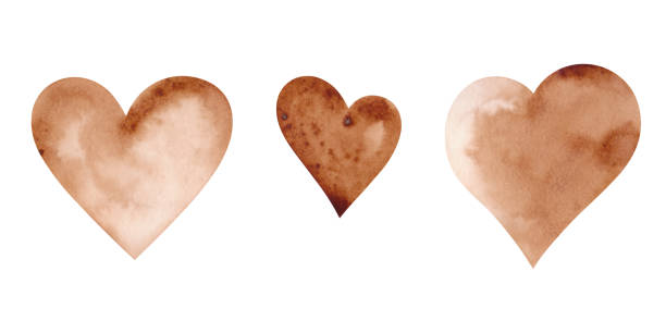 istock A set of coffee chocolate hearts isolated on a white background, hand-drawn. 1881672662