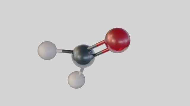 3d animation of isolated the chemical formula of formaldehyde