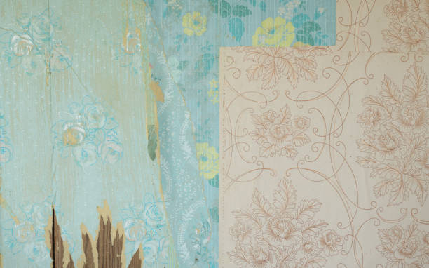 istock Old wallpaper on the wall. Old wallpaper for texture or background. 1881774936