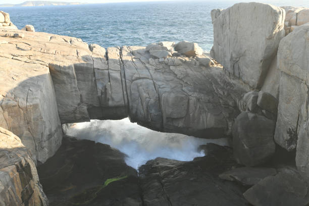 This park has several natural wonders created by the wind and the pounding waves of the Southern Ocean, such as the Gap, a spectacular channel in the 40m high coastal granites of Torndirrup National Park, where visitors can venture onto the accessible viewing platform 40m above the surging seas; Natural Bridge; and blowholes where water sprays up through the rock platform well above sea level.