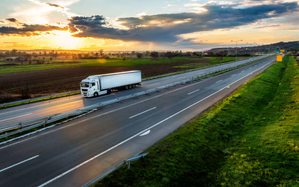 istock Transportation truck at sunset 1881849461