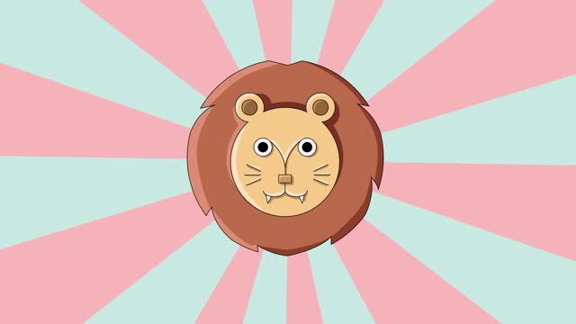 animated lion head icon with a rotating background