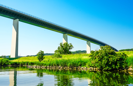 Mintarder Ruhr Valley Bridge with the surrounding nature. Landscape in the Ruhr area.