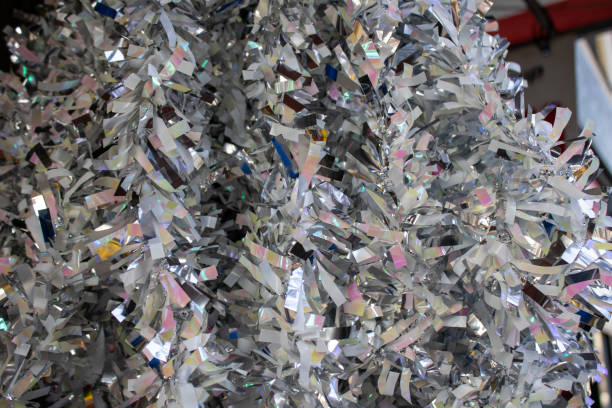 istock Closeup shot of shiny silver garlands 1881901140