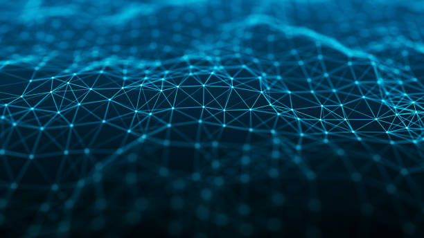 istock Network of bright connected dots and lines. Abstract dynamic wave of many points. Digital background. 3D rendering. 1881908280