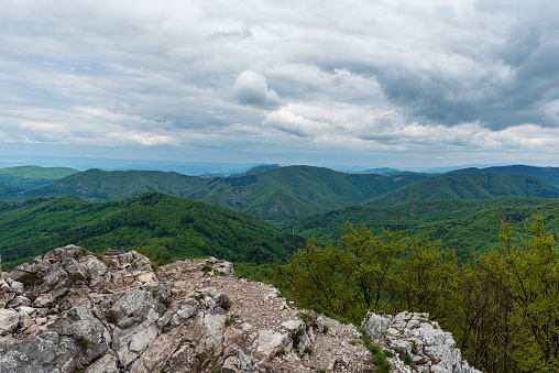 View from Vapec hill summit in Strazovske vrchy mountains in Slovakia