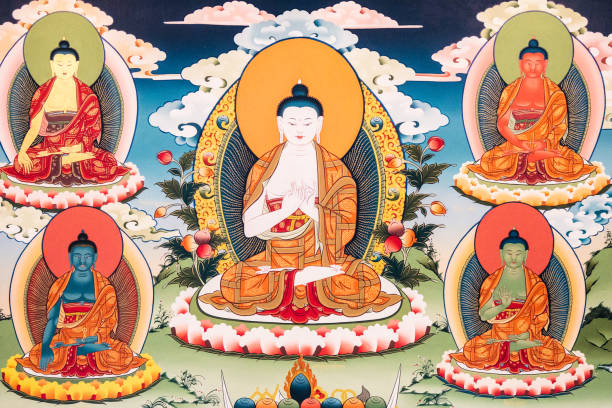 istock The Buddha preaches the Teaching in different worlds 1881961297