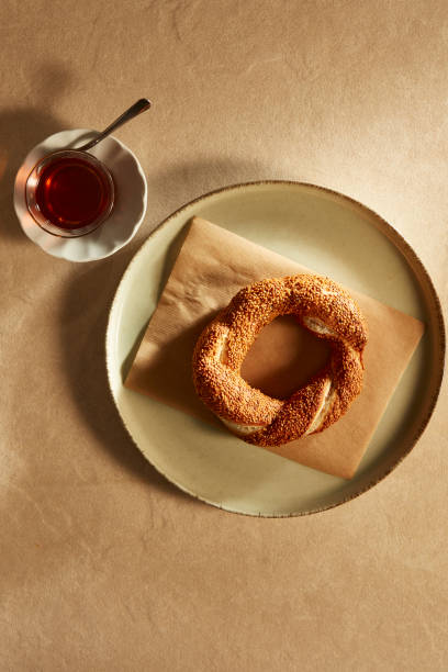 istock Top View Of Turkish Tea And Simit 1881982089