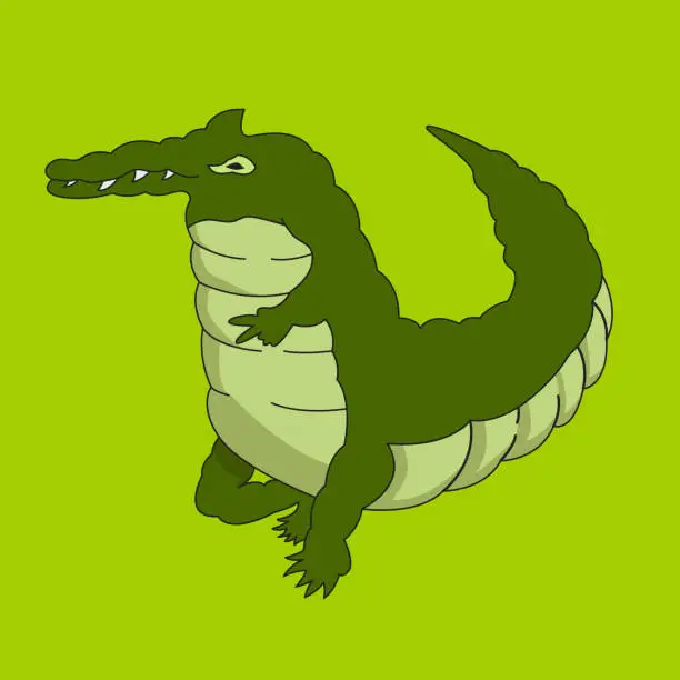 Vector illustration of walking crocodile with peace hands