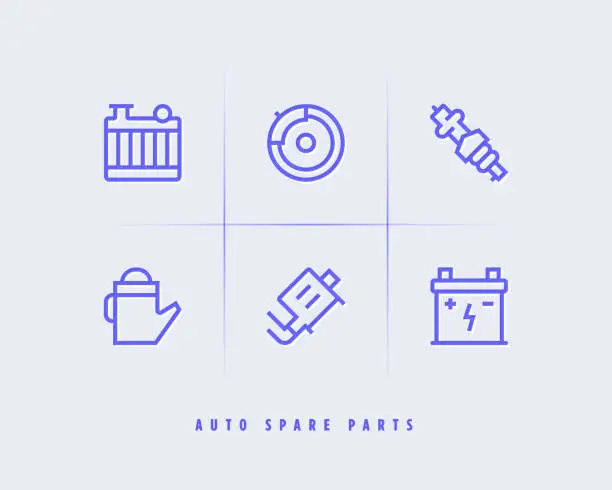 Vector illustration of Auto spare parts icons