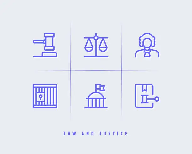 Vector illustration of Law and justice icons