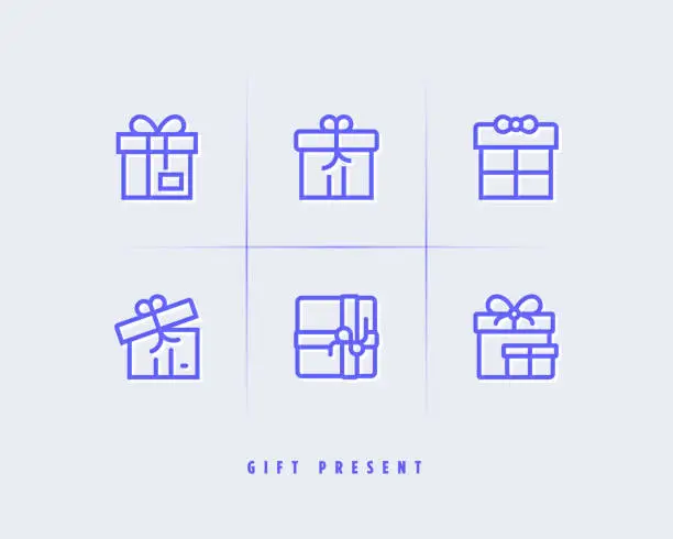 Vector illustration of Gift icons