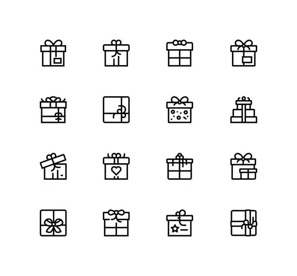 Vector illustration of Gift present icons