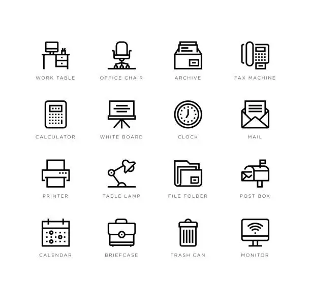 Vector illustration of Workplace icons