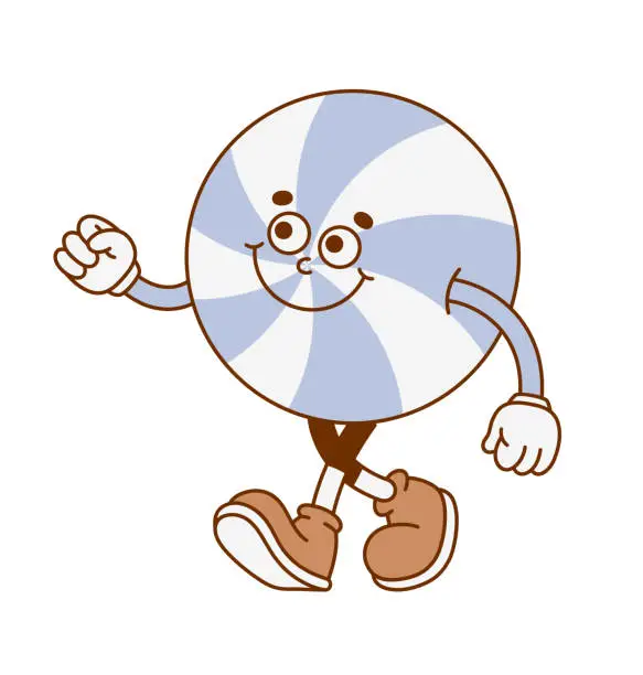 Vector illustration of The hand-drawn candy retro character.