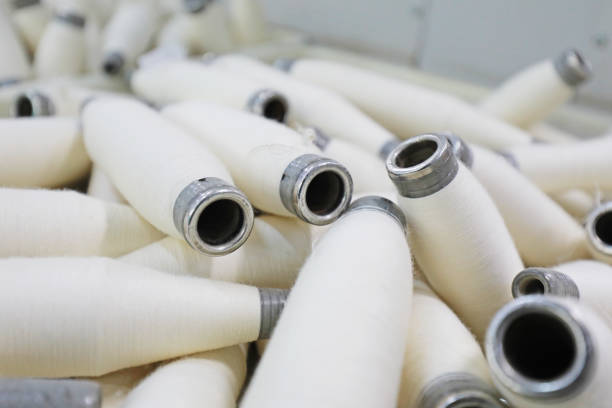 istock Cotton yarn is piled up in a spinning mill 1882080621