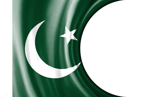 Abstract illustration, Pakistan flag with a semi-circular area White background for text or images.
