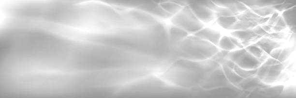 Water surface texture with sun light reflections and caustic patterns with overlay effect. Clear calm transparent liquid top with wave and ripple refraction of beams - realistic vector background
