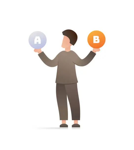 Vector illustration of Gradient Vector Character A/B Testing