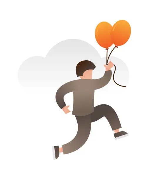 Vector illustration of Gradient Vector Character Posing with Balloons.