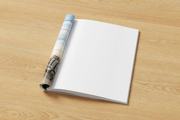 istock Magazine right-hand page mockup on wooden background 1882205063
